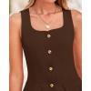imageBTFBM Womens Sleeveless Suit Vests Dressy Casual Square Neck Business Work Waistcoat Summer Button Up Blazer Vest TopsCoffee