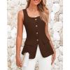 imageBTFBM Womens Sleeveless Suit Vests Dressy Casual Square Neck Business Work Waistcoat Summer Button Up Blazer Vest TopsCoffee