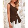 imageBTFBM Womens Sleeveless Suit Vests Dressy Casual Square Neck Business Work Waistcoat Summer Button Up Blazer Vest TopsCoffee
