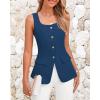 imageBTFBM Womens Sleeveless Suit Vests Dressy Casual Square Neck Business Work Waistcoat Summer Button Up Blazer Vest TopsDark Blue