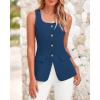 imageBTFBM Womens Sleeveless Suit Vests Dressy Casual Square Neck Business Work Waistcoat Summer Button Up Blazer Vest TopsDark Blue