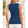 imageBTFBM Womens Sleeveless Suit Vests Dressy Casual Square Neck Business Work Waistcoat Summer Button Up Blazer Vest TopsDark Blue