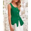 imageBTFBM Womens Sleeveless Suit Vests Dressy Casual Square Neck Business Work Waistcoat Summer Button Up Blazer Vest TopsGreen