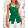 imageBTFBM Womens Sleeveless Suit Vests Dressy Casual Square Neck Business Work Waistcoat Summer Button Up Blazer Vest TopsGreen