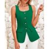 imageBTFBM Womens Sleeveless Suit Vests Dressy Casual Square Neck Business Work Waistcoat Summer Button Up Blazer Vest TopsGreen