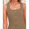 imageBTFBM Womens Sleeveless Suit Vests Dressy Casual Square Neck Business Work Waistcoat Summer Button Up Blazer Vest TopsKhaki