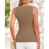 imageBTFBM Womens Sleeveless Suit Vests Dressy Casual Square Neck Business Work Waistcoat Summer Button Up Blazer Vest TopsKhaki