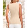 imageBTFBM Womens Sleeveless Suit Vests Dressy Casual Square Neck Business Work Waistcoat Summer Button Up Blazer Vest TopsLight Khaki