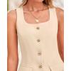 imageBTFBM Womens Sleeveless Suit Vests Dressy Casual Square Neck Business Work Waistcoat Summer Button Up Blazer Vest TopsLight Khaki