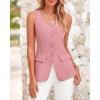 imageBTFBM Womens Sleeveless Suit Vests Dressy Casual Square Neck Business Work Waistcoat Summer Button Up Blazer Vest TopsPink
