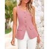 imageBTFBM Womens Sleeveless Suit Vests Dressy Casual Square Neck Business Work Waistcoat Summer Button Up Blazer Vest TopsPink