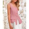 imageBTFBM Womens Sleeveless Suit Vests Dressy Casual Square Neck Business Work Waistcoat Summer Button Up Blazer Vest TopsPink