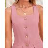 imageBTFBM Womens Sleeveless Suit Vests Dressy Casual Square Neck Business Work Waistcoat Summer Button Up Blazer Vest TopsPink