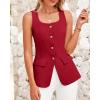 imageBTFBM Womens Sleeveless Suit Vests Dressy Casual Square Neck Business Work Waistcoat Summer Button Up Blazer Vest TopsRed