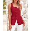 imageBTFBM Womens Sleeveless Suit Vests Dressy Casual Square Neck Business Work Waistcoat Summer Button Up Blazer Vest TopsRed