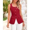 imageBTFBM Womens Sleeveless Suit Vests Dressy Casual Square Neck Business Work Waistcoat Summer Button Up Blazer Vest TopsRed