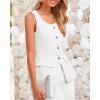 imageBTFBM Womens Sleeveless Suit Vests Dressy Casual Square Neck Business Work Waistcoat Summer Button Up Blazer Vest TopsWhite