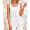 imageBTFBM Womens Sleeveless Suit Vests Dressy Casual Square Neck Business Work Waistcoat Summer Button Up Blazer Vest TopsWhite