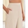 imageBTFBM Womens Wide Leg Pants Dressy Casual Elastic High Waisted Palazzo Business Lounge Trousers with PocketsSolid Beige