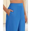 imageBTFBM Womens Wide Leg Pants Dressy Casual Elastic High Waisted Palazzo Business Lounge Trousers with PocketsSolid Blue