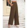 imageBTFBM Womens Wide Leg Pants Dressy Casual Elastic High Waisted Palazzo Business Lounge Trousers with PocketsSolid Coffee
