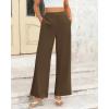 imageBTFBM Womens Wide Leg Pants Dressy Casual Elastic High Waisted Palazzo Business Lounge Trousers with PocketsSolid Coffee