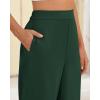imageBTFBM Womens Wide Leg Pants Dressy Casual Elastic High Waisted Palazzo Business Lounge Trousers with PocketsSolid Dark Green