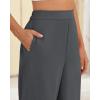 imageBTFBM Womens Wide Leg Pants Dressy Casual Elastic High Waisted Palazzo Business Lounge Trousers with PocketsSolid Dark Grey