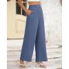 imageBTFBM Womens Wide Leg Pants Dressy Casual Elastic High Waisted Palazzo Business Lounge Trousers with PocketsSolid Grey Blue