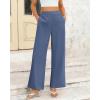 imageBTFBM Womens Wide Leg Pants Dressy Casual Elastic High Waisted Palazzo Business Lounge Trousers with PocketsSolid Grey Blue
