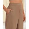 imageBTFBM Womens Wide Leg Pants Dressy Casual Elastic High Waisted Palazzo Business Lounge Trousers with PocketsSolid Khaki