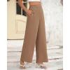 imageBTFBM Womens Wide Leg Pants Dressy Casual Elastic High Waisted Palazzo Business Lounge Trousers with PocketsSolid Khaki