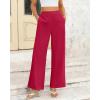 imageBTFBM Womens Wide Leg Pants Dressy Casual Elastic High Waisted Palazzo Business Lounge Trousers with PocketsSolid Rose Red