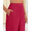 imageBTFBM Womens Wide Leg Pants Dressy Casual Elastic High Waisted Palazzo Business Lounge Trousers with PocketsSolid Rose Red