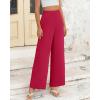 imageBTFBM Womens Wide Leg Pants Dressy Casual Elastic High Waisted Palazzo Business Lounge Trousers with PocketsSolid Rose Red