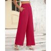 imageBTFBM Womens Wide Leg Pants Dressy Casual Elastic High Waisted Palazzo Business Lounge Trousers with PocketsSolid Rose Red