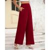 imageBTFBM Womens Wide Leg Pants Dressy Casual Elastic High Waisted Palazzo Business Lounge Trousers with PocketsSolid Wine Red