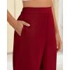 imageBTFBM Womens Wide Leg Pants Dressy Casual Elastic High Waisted Palazzo Business Lounge Trousers with PocketsSolid Wine Red