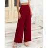 imageBTFBM Womens Wide Leg Pants Dressy Casual Elastic High Waisted Palazzo Business Lounge Trousers with PocketsSolid Wine Red