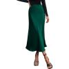 imageBTFBM 2025 Women Summer Spring Long Satin Skirt Silk Elegant High Waist Cocktail Party Wedding Flowy ALine Midi SkirtsSolid Dark Green