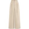 imageBTFBM Women Wide Leg Dress Pants 2025 High Waisted Button Pleated Business Casual Trousers Office Work Palazzo PantsBeige