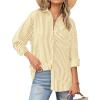 imageBTFBM Womens Button Down Shirts Striped Shirt Long Sleeve Casual Collared Office Work Loose Fit Blouses Tops PocketOrange