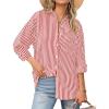 imageBTFBM Womens Button Down Shirts Striped Shirt Long Sleeve Casual Collared Office Work Loose Fit Blouses Tops PocketRed