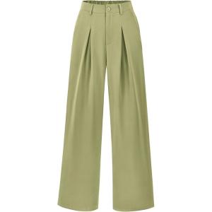 imageBTFBM Women High Waist Palazzo Pants Casual Wide Leg Trousers Button Down Loose Work Office Business Suit Pant PocketsSolid Light Green
