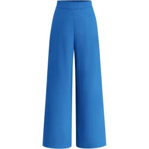 imageBTFBM Womens Wide Leg Pants Dressy Casual Elastic High Waisted Palazzo Business Lounge Trousers with PocketsSolid Blue