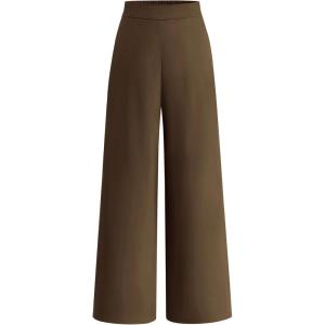 imageBTFBM Womens Wide Leg Pants Dressy Casual Elastic High Waisted Palazzo Business Lounge Trousers with PocketsSolid Coffee