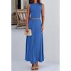 imageBTFBM 2 Piece Skirt Sets For Women 2025 Summer Spring Dresses Resort Vacation Curise Outfits Tank Top Maxi Skirt SetBlue