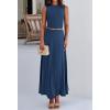 imageBTFBM 2 Piece Skirt Sets For Women 2025 Summer Spring Dresses Resort Vacation Curise Outfits Tank Top Maxi Skirt SetDark Blue