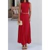 imageBTFBM 2 Piece Skirt Sets For Women 2025 Summer Spring Dresses Resort Vacation Curise Outfits Tank Top Maxi Skirt SetRed