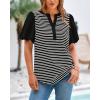 imageBTFBM 2025 Womens Summer Puff Short Sleeve Tops V Neck Casual Button Up Striped Tee Shirts Loose Color Block BlouseBlack